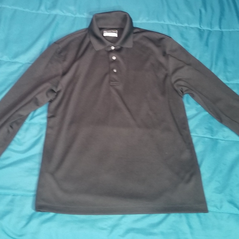Golf polo long sleeve black PGA tour air flux M